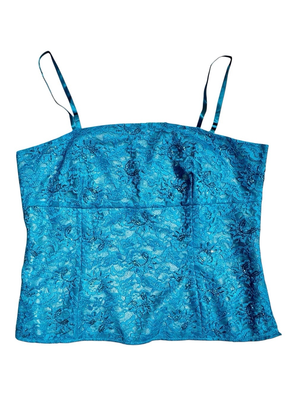 Women’s Teal Beaded Lace Corset Style  Top
